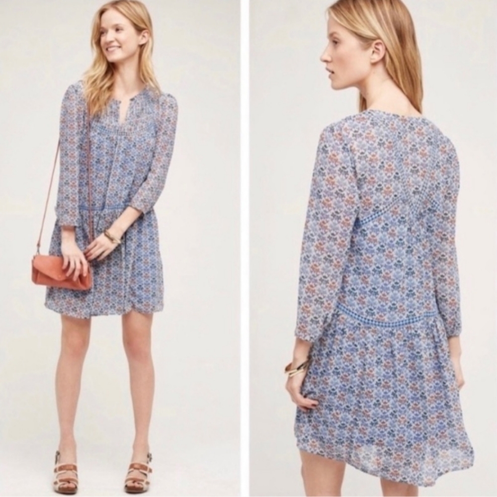 Anthropologie Holding Horses Betony Swing Dress Floral Prairie Women's Size 2